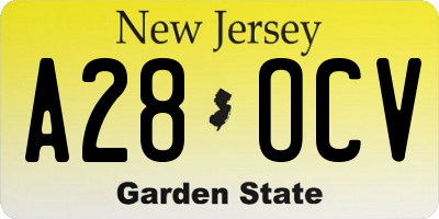 NJ license plate A28OCV