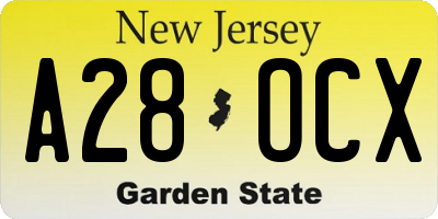 NJ license plate A28OCX