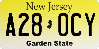 NJ license plate A28OCY