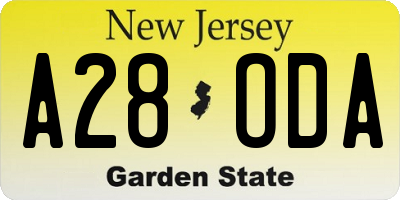 NJ license plate A28ODA