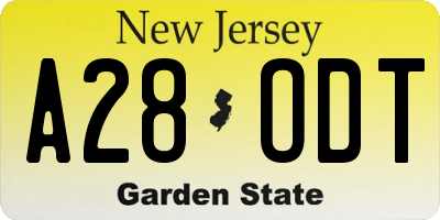 NJ license plate A28ODT