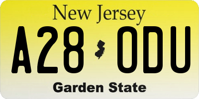 NJ license plate A28ODU