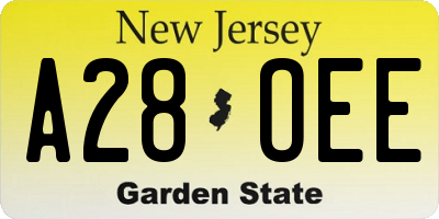 NJ license plate A28OEE