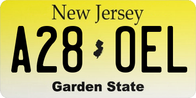 NJ license plate A28OEL