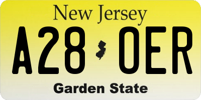 NJ license plate A28OER