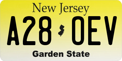 NJ license plate A28OEV