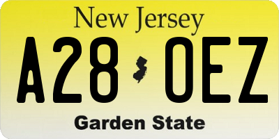 NJ license plate A28OEZ