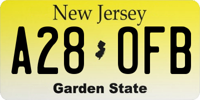 NJ license plate A28OFB