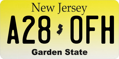 NJ license plate A28OFH