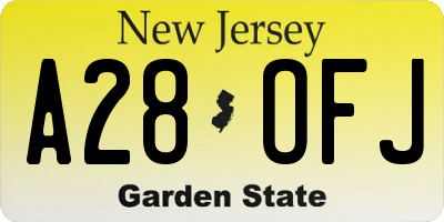 NJ license plate A28OFJ