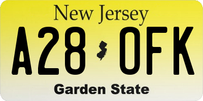 NJ license plate A28OFK