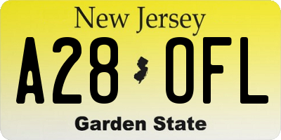 NJ license plate A28OFL