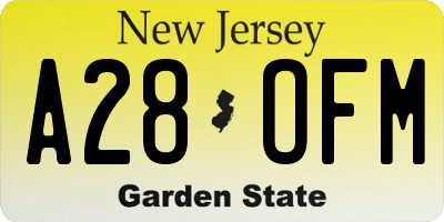 NJ license plate A28OFM
