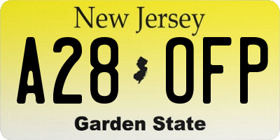 NJ license plate A28OFP