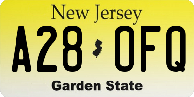 NJ license plate A28OFQ