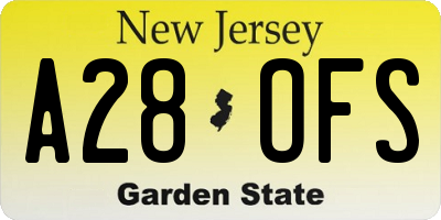 NJ license plate A28OFS