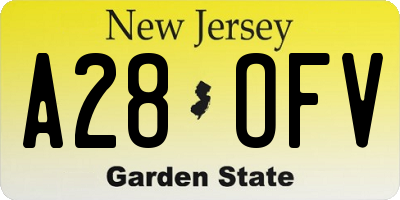 NJ license plate A28OFV