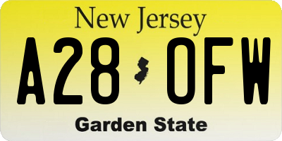 NJ license plate A28OFW