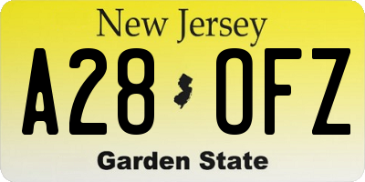NJ license plate A28OFZ