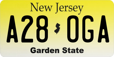 NJ license plate A28OGA