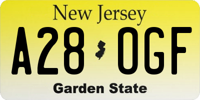 NJ license plate A28OGF