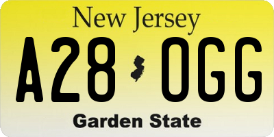 NJ license plate A28OGG