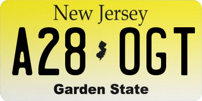 NJ license plate A28OGT