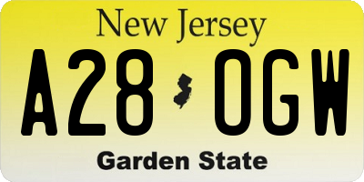 NJ license plate A28OGW