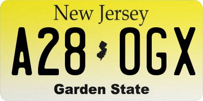 NJ license plate A28OGX