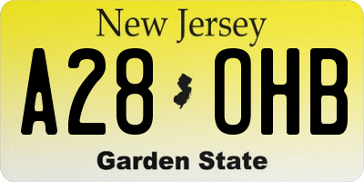 NJ license plate A28OHB