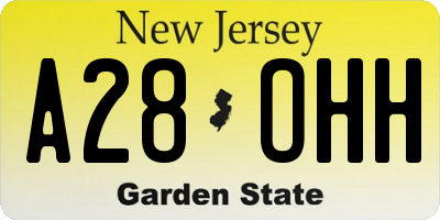 NJ license plate A28OHH