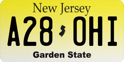 NJ license plate A28OHI