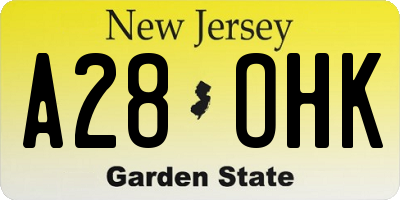 NJ license plate A28OHK