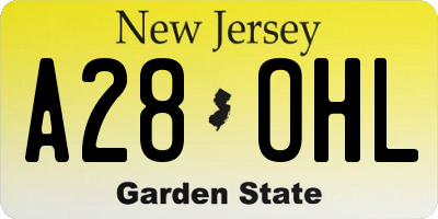 NJ license plate A28OHL