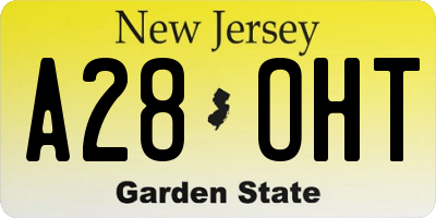 NJ license plate A28OHT