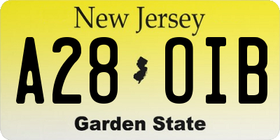 NJ license plate A28OIB