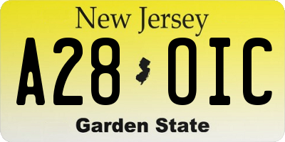 NJ license plate A28OIC