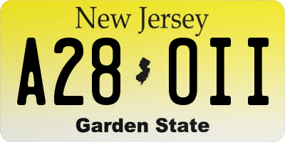 NJ license plate A28OII
