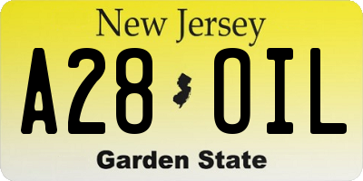 NJ license plate A28OIL