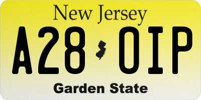 NJ license plate A28OIP