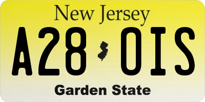 NJ license plate A28OIS