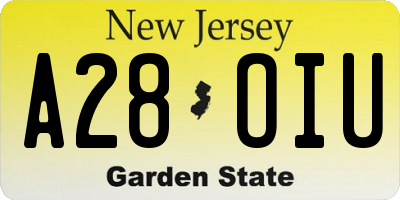 NJ license plate A28OIU