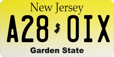NJ license plate A28OIX