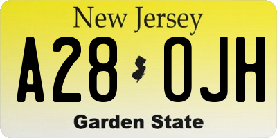NJ license plate A28OJH