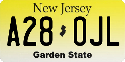 NJ license plate A28OJL