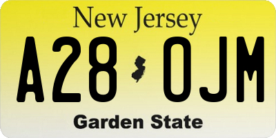 NJ license plate A28OJM