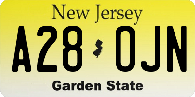 NJ license plate A28OJN