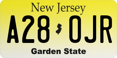 NJ license plate A28OJR