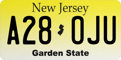 NJ license plate A28OJU