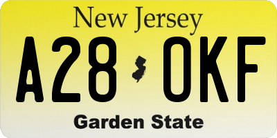 NJ license plate A28OKF